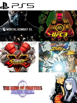 5 Juegos en 1 Mortal Kombat XL mas EA SPORTS UFC 3 Standard Edition mas STREET FIGHTER V mas NARUTO SHIPPUDEN Ultimate Ninja STORM 4 mas THE KING OF FIGHTERS 2000 PS5